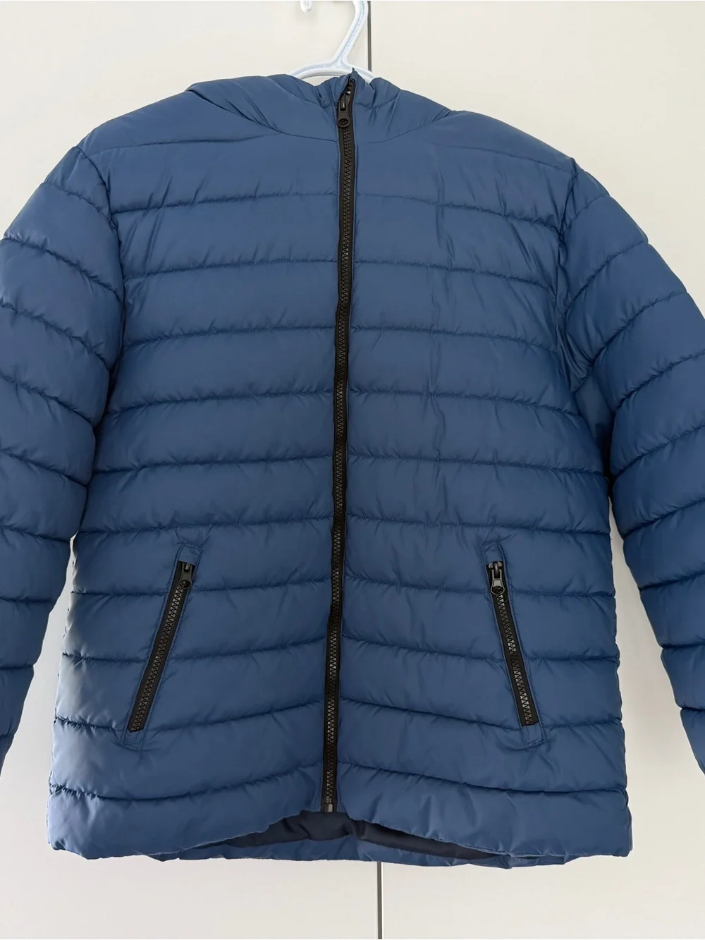 Kids Navy Blue Quilted Hooded Puffer Jacket